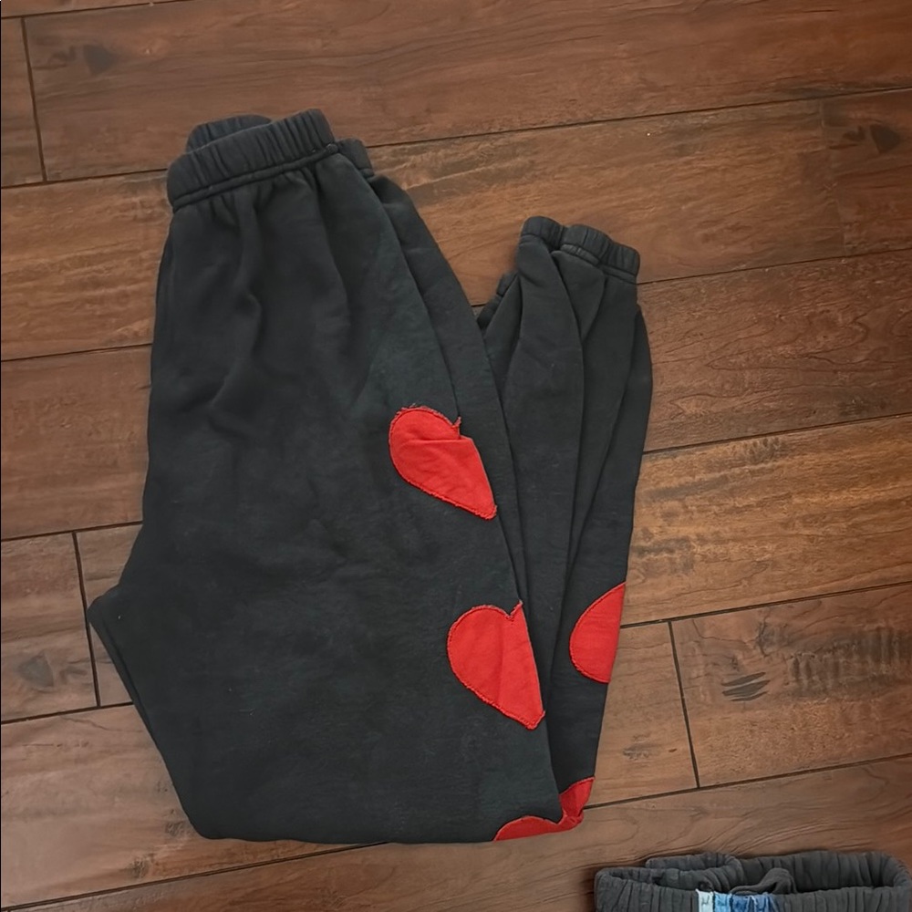 Aviator Nation Sweatpants with Red Heart Accents